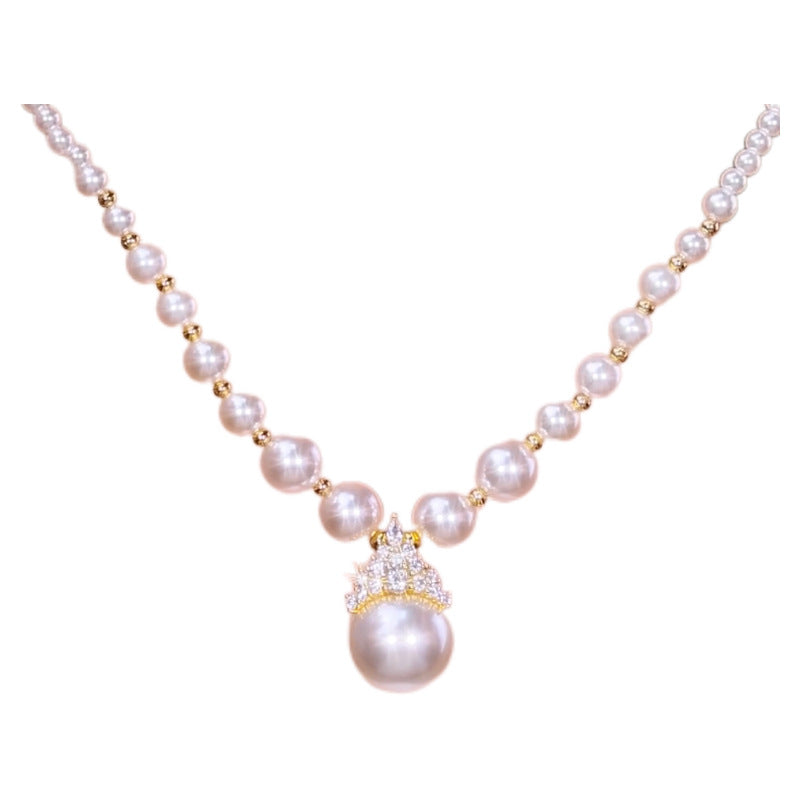 Diamond-studded Purple Natural Freshwater Pearl Necklace