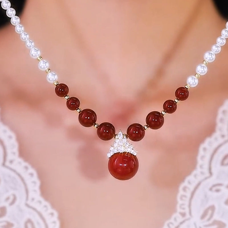 Diamond-studded Purple Natural Freshwater Pearl Necklace