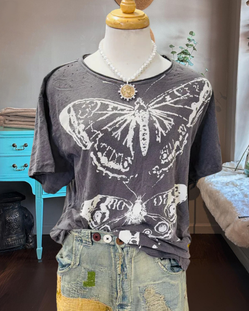 Oversized Butterfly Crewneck T-Shirt