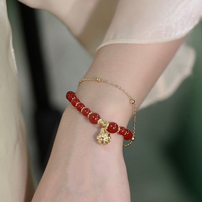 Lucky Bell • Emerald Jade stone bracelet