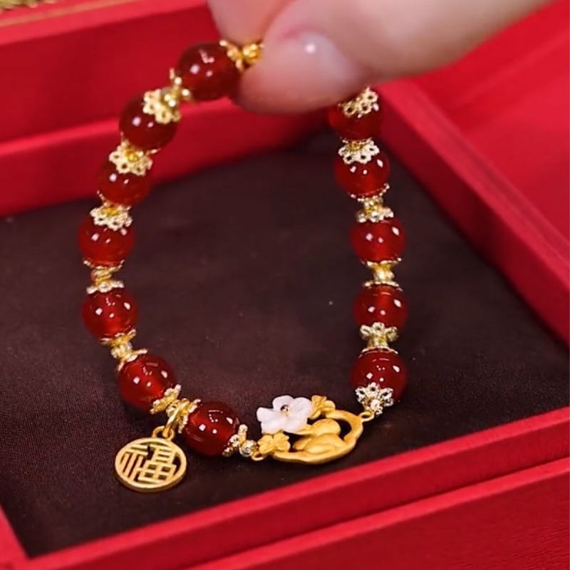 Fortune Rabbit • Red Agate Bracelet