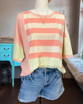 Chic Striped Patchwork T-shirt