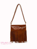 Ethnic Style Suede Crossbody Tassel Bag