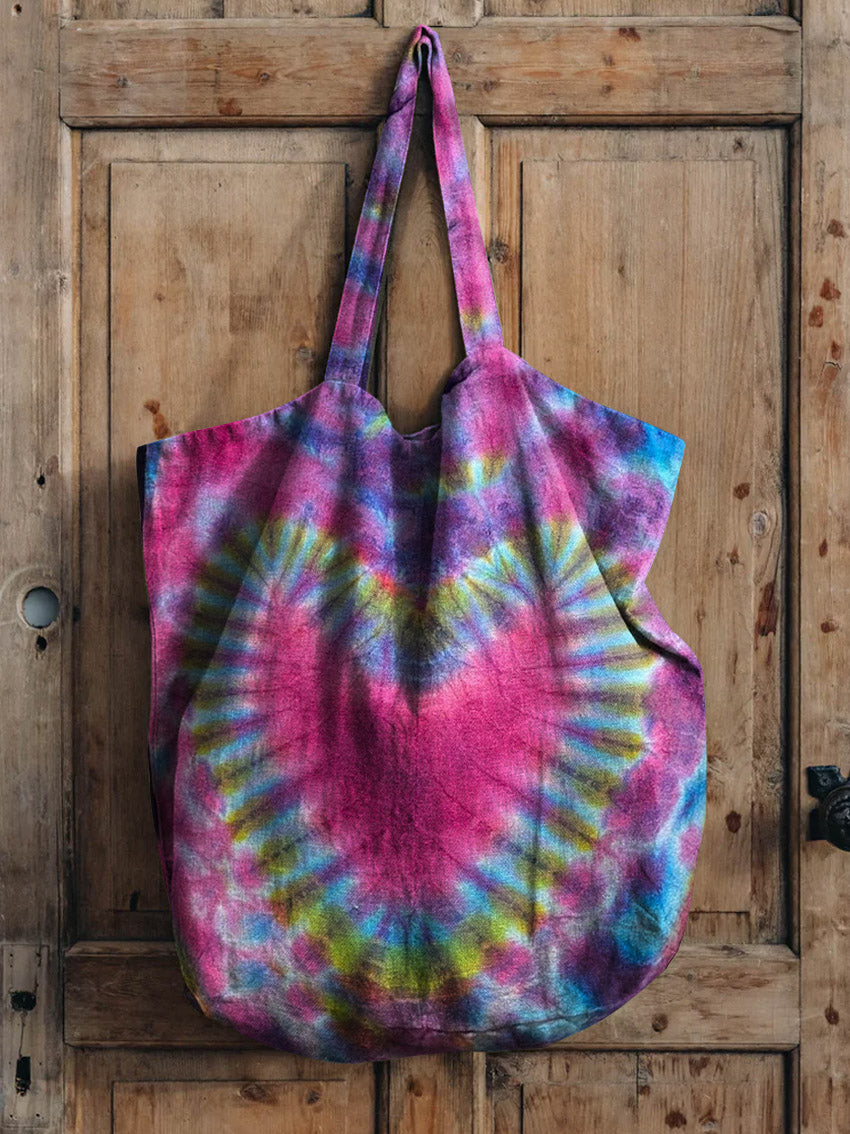 Tie-dye Patterned Art Print Linen Tote Bag