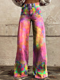 Women's Colorful Turtle Tie Dye Print Casual Wide Leg Pants