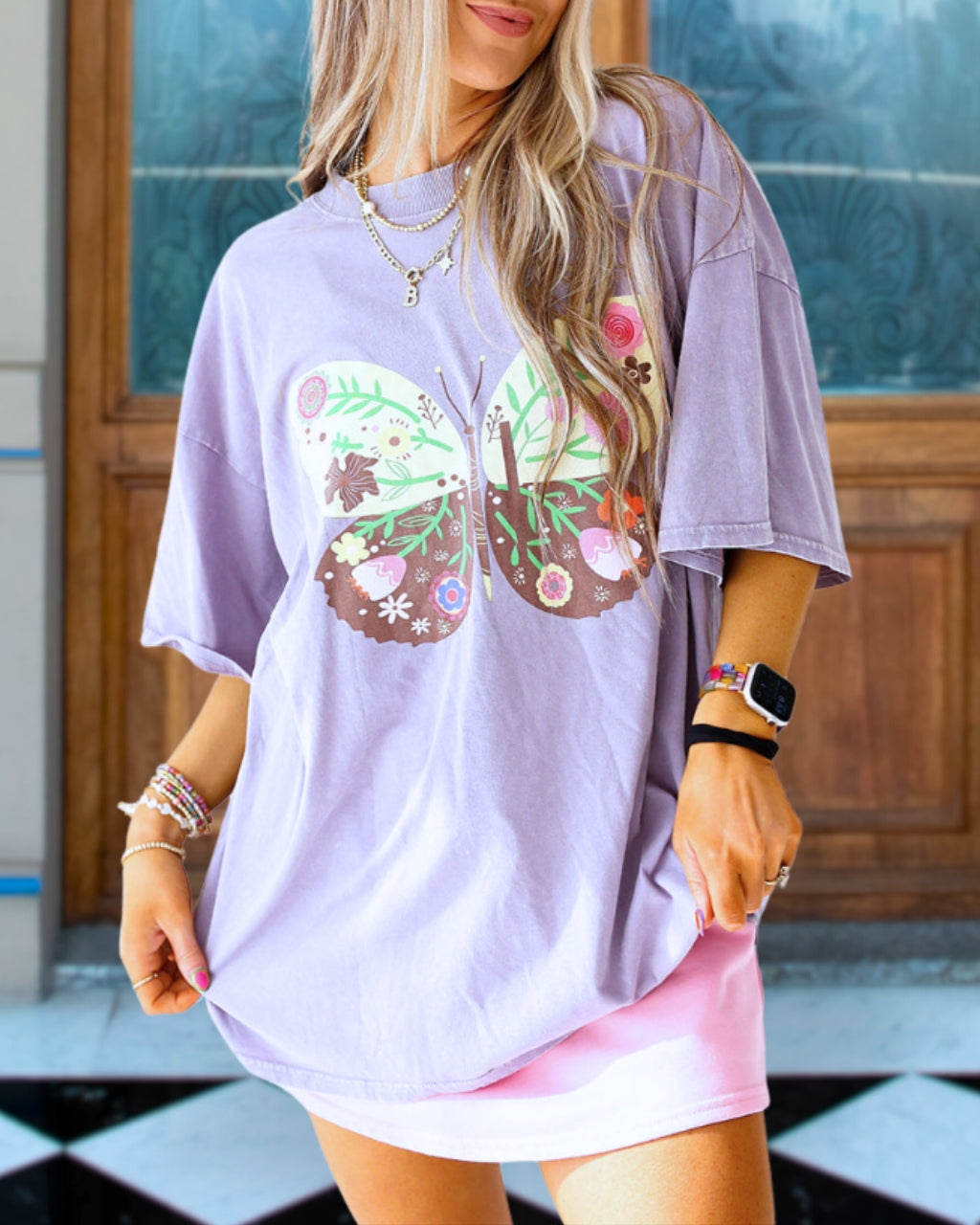 Butterfly Print Oversized T-shirt