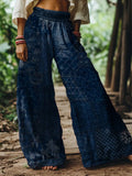 Women's Simple Geometric Collage Printed Cotton And Linen Casual Pants