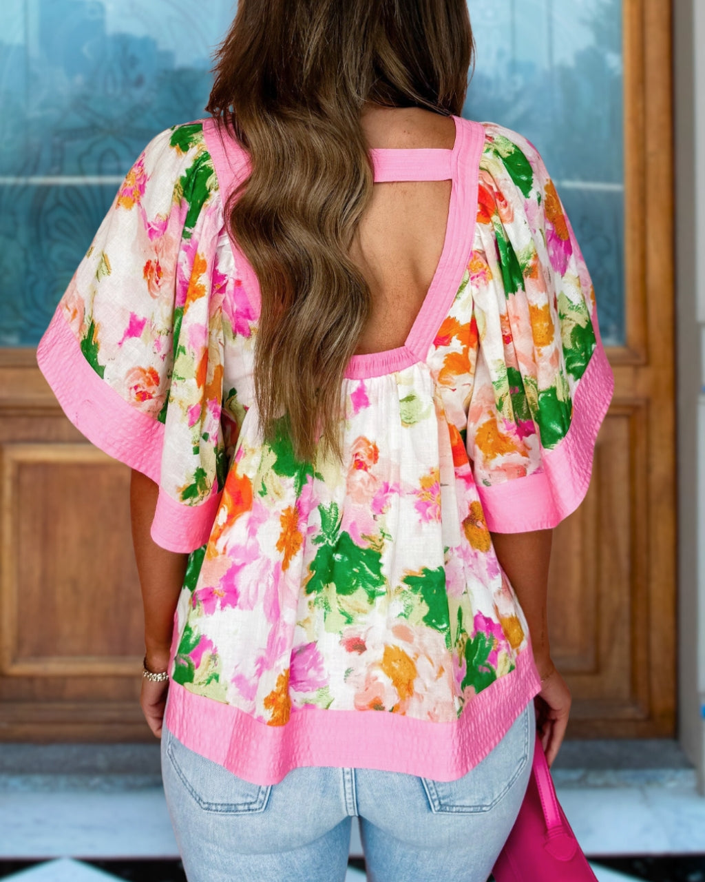 Pink Floral Satin Top