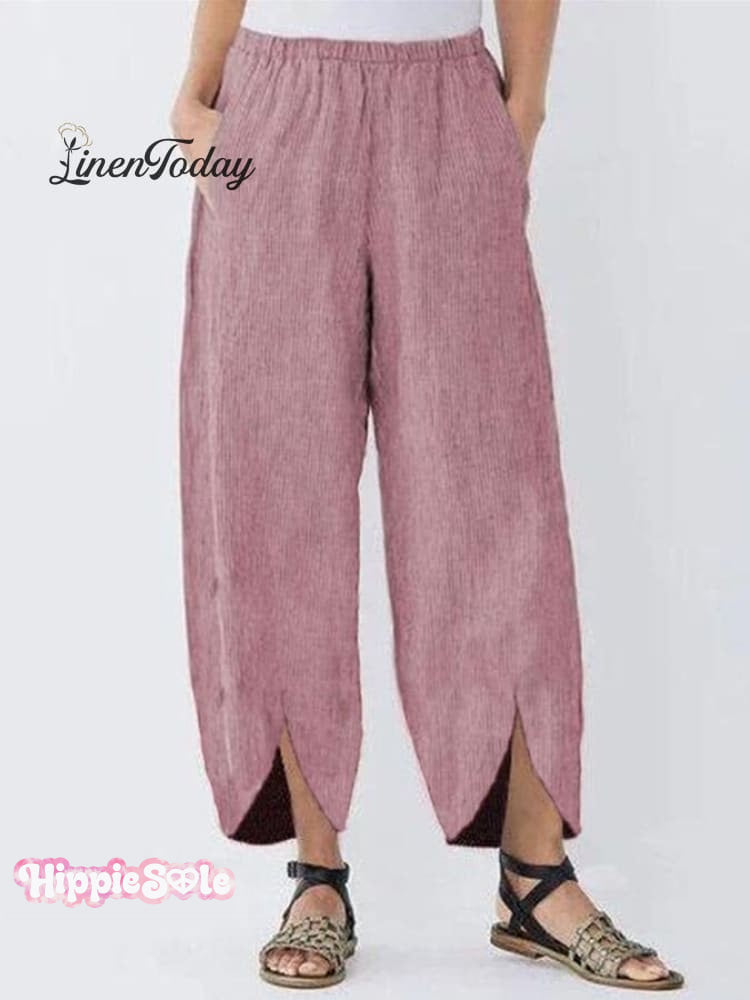 Women's Casual Pure Color Cotton Cropped Pants