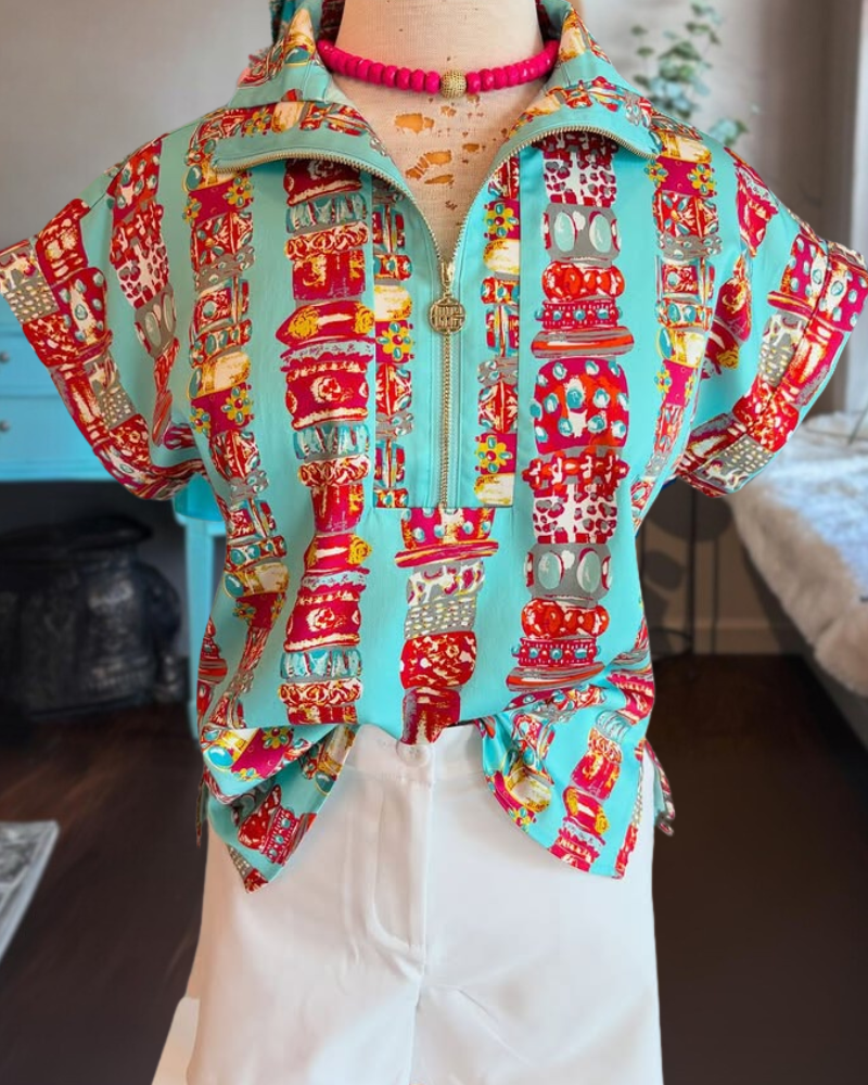 Satin Poppy Print Top