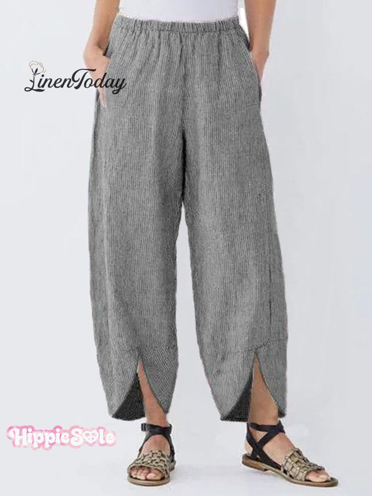 Women's Casual Pure Color Cotton Cropped Pants