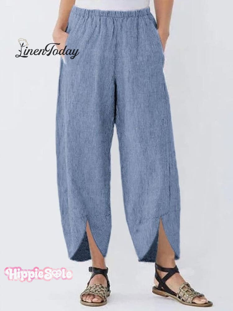 Women's Casual Pure Color Cotton Cropped Pants