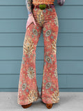 Women's Retro Ethnic Totem Flower Art Print Casual Wide Leg Pants
