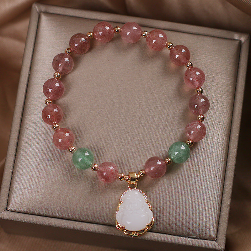 Maitreya Buddha • Strawberry Crystal Bracelet