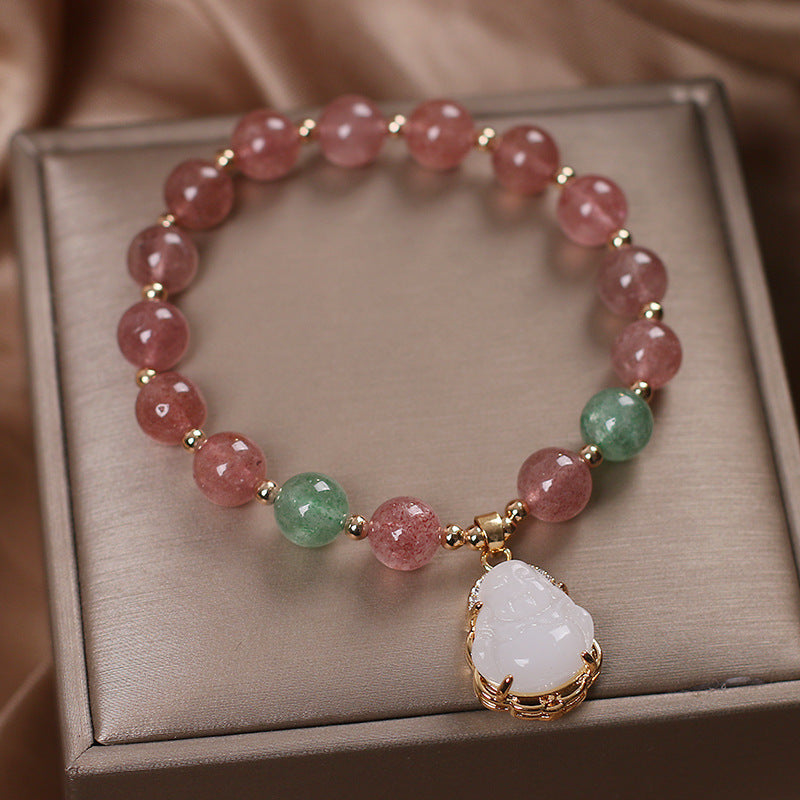 Maitreya Buddha • Strawberry Crystal Bracelet