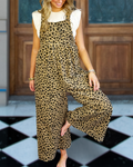 Leopard Print Vintage Washed Overalls