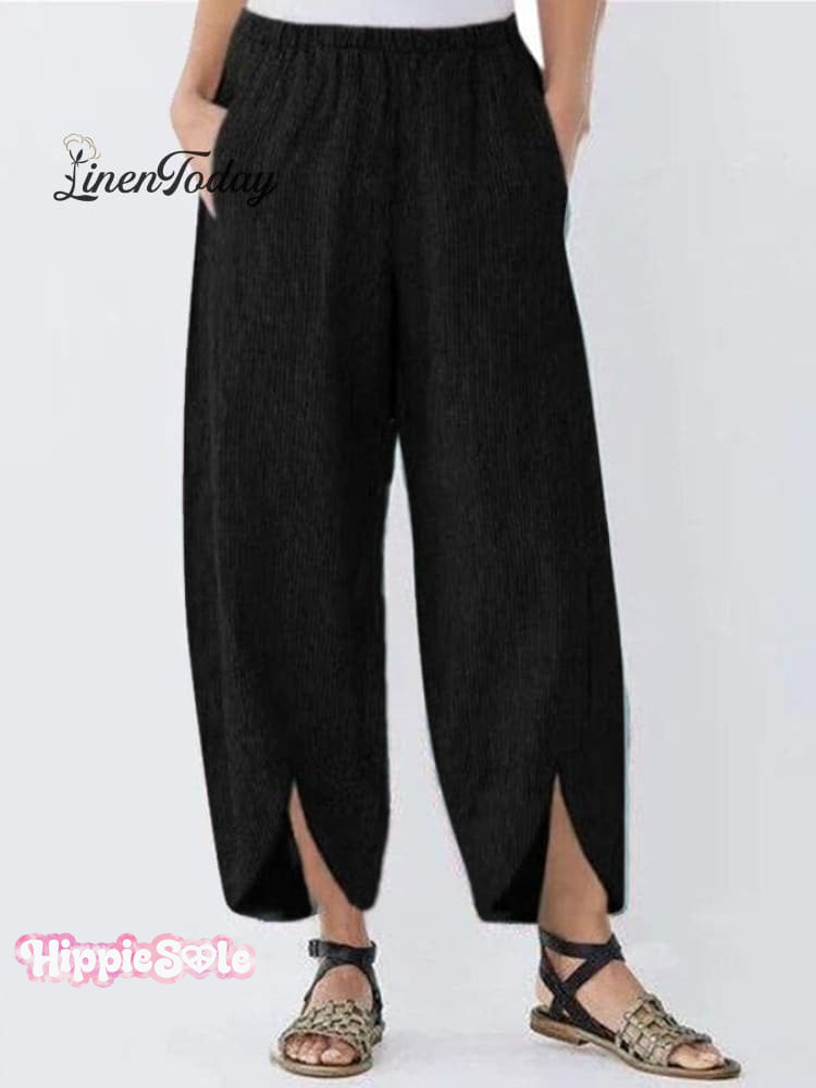 Women's Casual Pure Color Cotton Cropped Pants