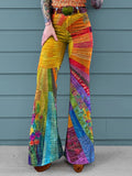Women's Colorful Sunshine Art Print Casual Wide Leg Pants