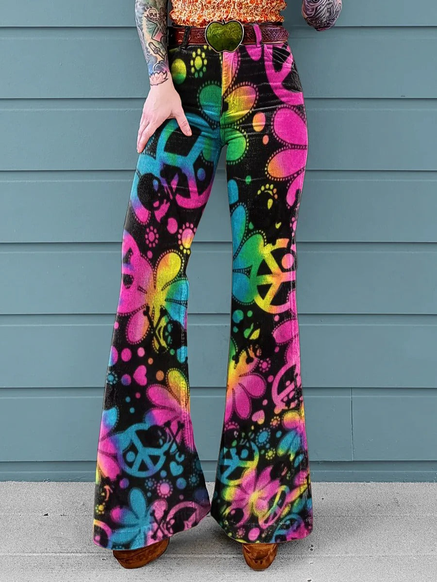 Women's Vintage Paisley Floral Print Casual Wide Leg Pants