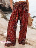 Women's Vintage Retro Ethic Art Printed Cotton And Linen Casual Pants