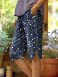 Women's Vintage Floral Art Printed Cotton And Linen Casual Pants