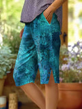 Women's Floral Pattern Art Print Cotton Linen Casual Pants