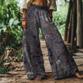 Vintage Bohemian Floral Print Loose Wide-leg Pants